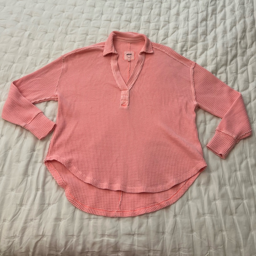 Aerie Waffle Knit V Neck Sz XS